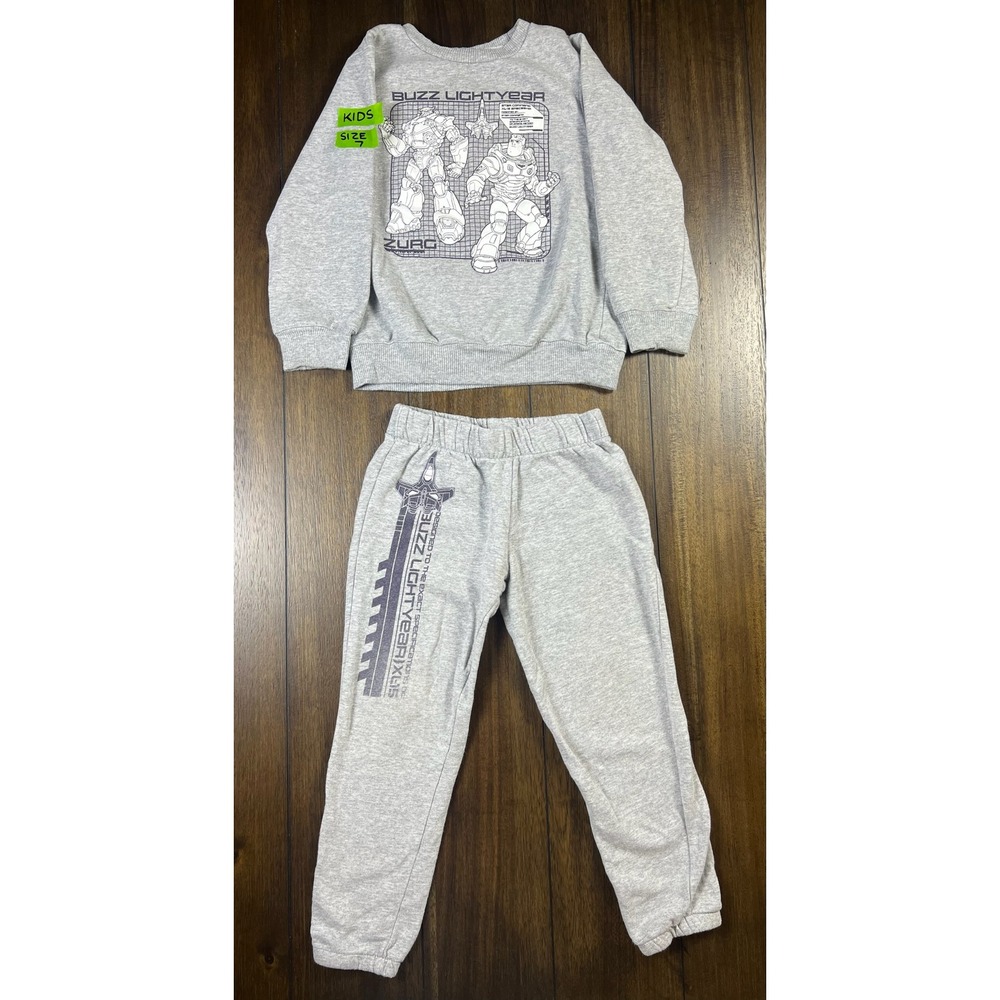 Disney Pixar Lightyear Buzz Zurg Gray Sweatshirt and Sweatpants Set Kids Size 7